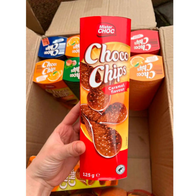 Шоколадные Чипсы с карамелью Mister Choc Choco Crisp Caramel 125g (1278) - вид 1 миниатюра