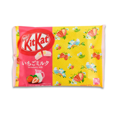 Батончики Kit Kat Strawberry Milk Flavor 11 mini (1307) - вид 1 мініатюра