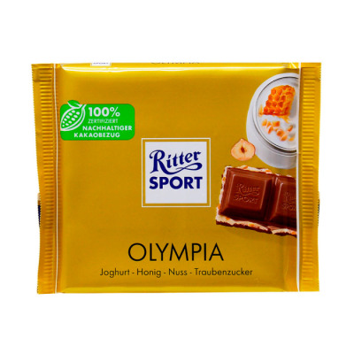 Шоколад молочный с йогуртовым кремом, медом, фундуком и декстрозой Ritter Sport Olympia 100г (1528) - вид 1 миниатюра