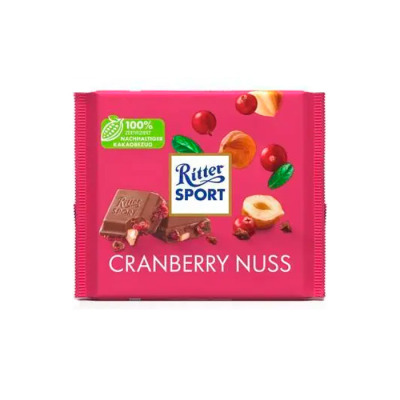 Шоколад Клюква и Орех Ritter Sport cranberry nuss 100г (1531) - вид 1 миниатюра