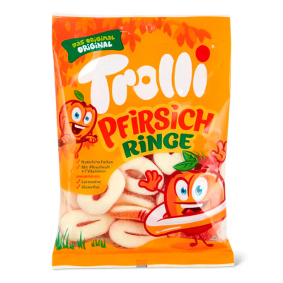Желейные конфеты Trolli Pfirsichringe в форме персиковых колец 200г (1580) - вид 1 миниатюра