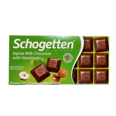 Шоколад Молочний з Горіхами Schogetten Alpine Milk Chocolate With Hazelnuts 100г (1593) - вид 1 мініатюра
