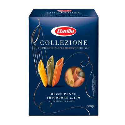 Макароны Barilla Collezione Mezze Penne Tricolore n. 170 500г (1628) - вид 1 миниатюра