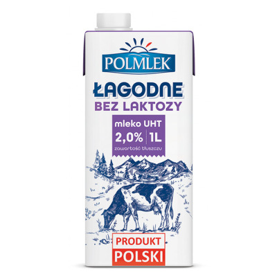 Молоко Polmlek Mild milk 2% UHT без лактози (1664) - вид 1 мініатюра