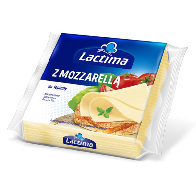 Сир Lactima Чеддер плавлений, скибочки із моцарелою 36,2% 130г (1675) - вид 1 мініатюра